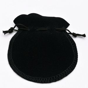 80PCS Small Black Velvet Jewelry Gold Silver Gift Favor Party String Bag Pouch Black R2