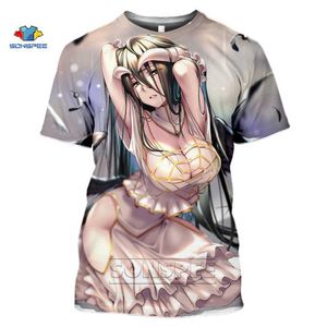 SONSPEE Anime 3d Stampa Hip Hop Albedo T Shirt Donna Sexy Loli T-shirt Palestra Harajuku Estate Top Tees Divertenti Camicie Homme Tshirt X0621