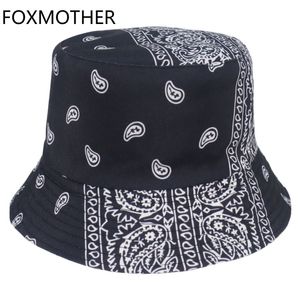 FOXMOTHER Neue Sommer Schwarz Rot Paisley Muster Angeln Fisherman Caps Eimer Hüte Herren Frauen Bob Gorras Hip Hop Panama Casquette