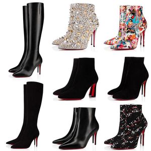 Wholesale clear pvc boots resale online - Sexy Pointed toe Pumps Woman Boots Luxury Outdoor Shoes Red Bottom High Heels Christias New Season Booty Style For Delicate women Ankle Boot Short Booties