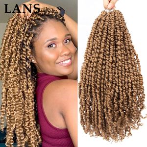 LANS Pre-Twisted Passion Twist Crochet Crochet Hair 24インチの事前にループしたボヘミアンカーリーブレード100g合成編組ヘアエクステンションLS01