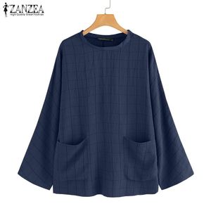 Bluzki damskie koszule plus size damskie bluzka swobodna kratona koszula Sprężyna sprężyna długie rękawy luźne topy vintage blusas tunik