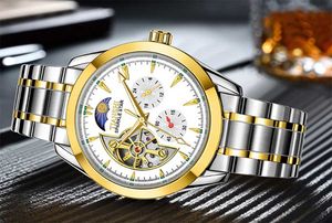 Watch, men, simple, automatic movement, round, leather steel band, alloy case, reinforced glass, fashion, elegant, romantic, cool, hollow