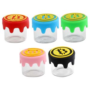 nonstick glass jars Small Home Storage Bottles silicone dab container round concentrate containers tobacco smoking jar