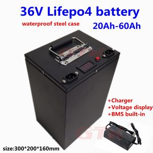 GTK 36V 60Ah 50Ah 40Ah 20Ah LiFepo4 lithium battery with BMS for 1500W scooter bike Tricycle Solar backup power golf cart+5A cha