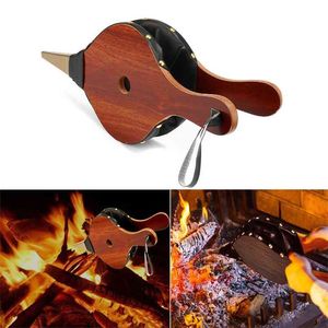 39 * 17 cm Kominek Wood Bellows Grill BBQ Dmuchawy Powietrzne Bonfire Campfire Brązowe Narzędzia do Narzędzia Porozumienia Wild Osioł Narzędzie 210423