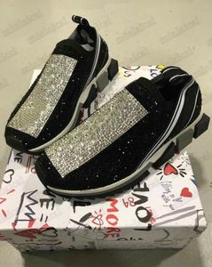 Wholesale slip on casual shoes for sale - Group buy Diamond Sorrento Strass Logo Shoes Womens Slip On Sneaker Stretch Crystal Embellished Knit Sock Trainers Two tone Rubber Micro Sole Crystal Mens Casual Shoe