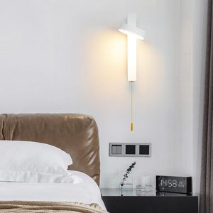Vägglampa Northern Europe Modern Sconce Gold With Switch Zipper Lampor Vardagsrum Inomhusbelysning LED Armatur