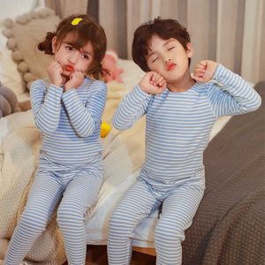 2個の男の子の女の子パジャマのセットカジュアルな寝輪子供子供の子供の下着パジャマ少年女の子服ナイトウェアシームレス210908