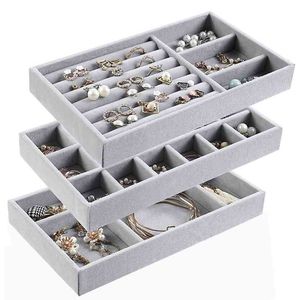 Mode Tragbare Samt Schmuck Ring Display Organizer Box Fach Halter Ohrring Lagerung Fall Vitrine 210914