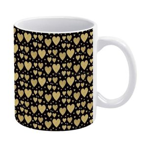 Kupalar Geleneksel Altın Glitter Kalpler Beyaz Kupa 11 OZ Seramik Çay Bardağı Kahve Arkadaşlar Doğum Günü Hediyesi Sanat Sparkle Spar