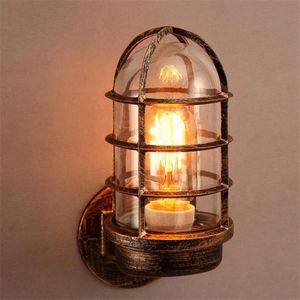 Lampa ścienna Retro Antique Light Cage Guard Sconce Loft Światła Oprawa Nowoczesne Kryty Przemysłowe Wyjątkowe Lampy Żelazo Oświetlenie miedzi