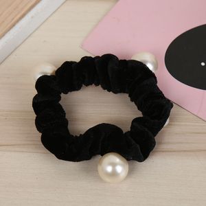 Black Christmas Mulher New Chegada Velvet Pearl Hairs Elásticos Cordas Scrunchies Girls 'No Crease Hair Ties Women Hair Acessórios 422 K2