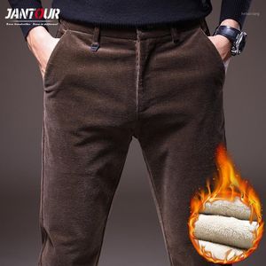Pantalon pour hommes Jantour hiver chaleur chaud velours côtelé hommes occasionnel plus taille velours pantalon brun de haute qualité vêtements de marque