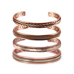 Twisted Pure Copper Magnetic Armband Fördelar Justerbara Manschett Armband För Män Kvinnor Antritritera Smärtlindring Hälsa Energi Q0717