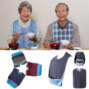 Vattentät Bib Stor MealTime Cloth Protector Avtagbar Handikapphjälp Klädka Cook Tool Plaid Förkläde Scarves