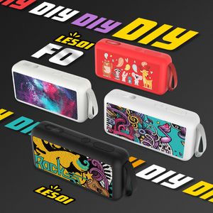 Bluetooth Hoparlörler F0 Yaratıcı Graffiti Boyalı Mini Kart FM Hediye Logosu Kablosuz Hoparlör 6 Renkler