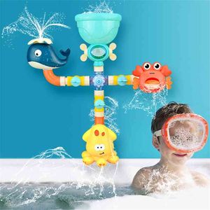 Baby Bath Toy DIY Building Spray Water Sprinkler Giocattoli Gioco Cartoon Cute Animal Bagno Vasca da bagno Summer Play for Kids 210712