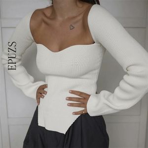 Fall women clothing woman sweaters knitted long sleeve kawaii sexy pullover Korean vintage cute Autumn 210521