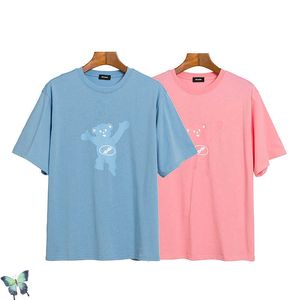 Summer Welldone Zipper Pink Teddy Bear T-shirt di alta qualità Loose We 11 Done T-shirt Uomo Donna Yang Mi The Same T Shirt X0726