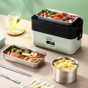 Double-layer Electric Microwave Heating Lunch Box Food Storage Container Portable Insulation Office 210709