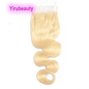 Indian Raw Human Hair 13x4 koronkowy czołowy blond kolor cztery na cztery zamknięcie Wolna część ciała Wave 12-22 cala hurtowa 613#