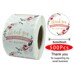 2inch 500Pcs Aesthetic Thank You Sticker Deco Scrapbooking Support My Small Business Supply Art Stationery Your Order Seal Label