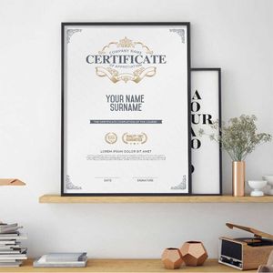 FRAMVIO A4 A3 Black Document Frame Certificate Pictures Frames Diplomas Standard Paper Metal Plexiglass Matte for Office Decor 210611