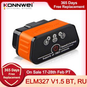 ELM327 OBD2 Scanner per auto Icar2 KONNWEI Strumenti diagnostici ELM compatibile con Bluetooth 327 V 1.5 Strumento diagnostico per auto OBD 2 Scanner V1.5 Chip Pic18f25k80