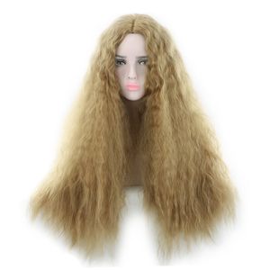 26 inches Kinky Curly Synthetic Wig Blonde Pelucas Simulation Human Hair Wigs perruques de cheveux humains JF3328