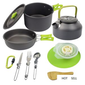 1 Set of Outdoor Pots and Pans Camping Cookware Picnic Cookware Set, Non Stick Tableware With Folding Spoon Knife Cutting Board