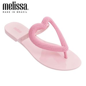 Melissa Big Heart Mulheres Jelly Shoes Flip Flop 2021 Novas Mulheres Chinelos Flat Chinelos Jelly Sandálias Melissa Brasileiro Jelly Sapatos Y1120