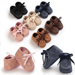 First Walkers Born Baby Toddler Girl Boy Soft Sole Infant Pre Walker Sneaker 2021 Bandage Flats Crib Shoes 0-18M