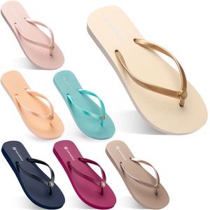 2021 summer flip flops women flat with seaside Glazed Blue beach slippers non-slip Sand gray gold white foreign trade twelve