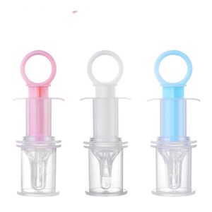 Baby Needle Feeder Squeeze Medicine Dropper Dispenser Pacifier Feeding Fruit Juice Utensils Silicone Pink Blue White B3