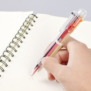 Creative Transparente 6-Color Ballpoint Estudante Estudante Papelaria Multi-Color Médio Pen Pen Color Six-Color Pen Factory Multi Função Canetas