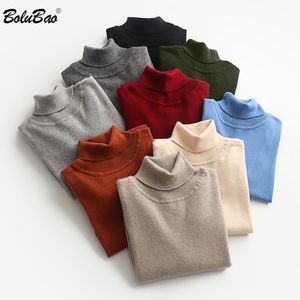 Bolubao Dolcevita da uomo maglioni di marca di moda uomini di qualità di qualità tinta unita lana 30% pullover maschio slim fit maglione selvaggio 210518