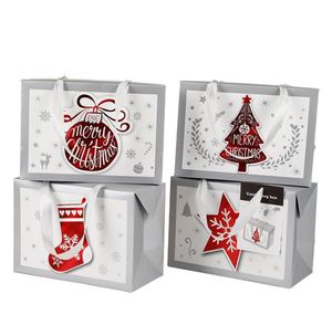 Presente Envoltório Portátil Saco de Natal Snowflake Xmas Branco Cartão Papel Calor Calor Filme Bonito Sock Balão SN5999