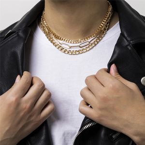 Fashion Multilayer Cuban Chain Necklaces for Women Men Vintage Goth Choker Sweater Necklace Friend Party Jewelry Gift
