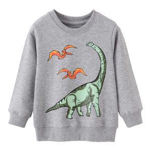 Skoki Mierniki Jesień Zimowe Bluzy dla Chłopców Dziewczęta Bawełniane dinozaury Drukuj Moda Sport Topy Ubrania Dziecko 210529