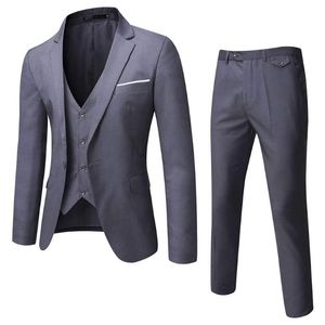 Men's Suits & Blazers Men’s Suit Slim Fit One Button 3-Piece Blazer Dress Business Wedding Party Jacket Vest & Pants