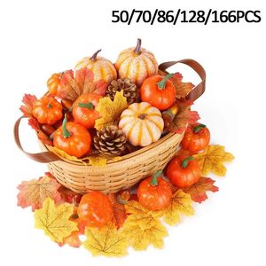 Pumpkins And Gourds toptan satış-Parti Dekorasyon Sonbahar Hasat Sahne Mini Yapay Kabak Sahte Kabak Acorn Berry Cadılar Bayramı Şükran Günü Ev