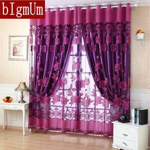 Cortina cortinas prontas feitos cortinas de luxo para lving quarto / quarto tule + 100% blackout roxo marrom fazendo loja online