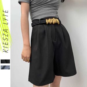 Women Kneeth Length Pants Shorts Suit Female Summer Neutral Casual High Waist Trousers Fashion Pantalones Mujer 210608