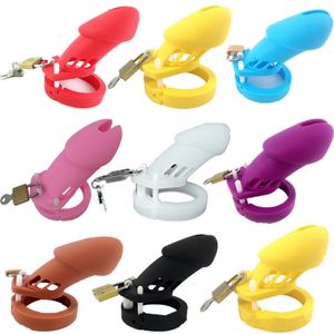 QLOVES CB6000 CB6000S Yumuşak Silikon Erkek Iffet Kafes Cage Cage Chastity Cihazı Seks Oyuncakları Ile 5 Cock Ring Penis Kol Erkekler Için 210324