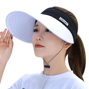 屋外の調節可能なバイザー太陽の帽子女性日焼け止め夏のスポーツテニスキャップファッションレディ旅行ビーチの空のサイクリングトップ帽子H396マスク