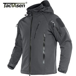 Tacvasen Tactical Fleece Lined Wodoodpornej kurtki Męskie Wojskowe Powietrze Miękkie Płaszcz Safari Windbreaker Winter Warm Armia 211217