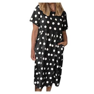 Maternity Dresses Summer Women Vintage Short Sleeve Round Neck Point Print Casual Party Midi Pregnancy Dress Vestido De Mulher#30 21