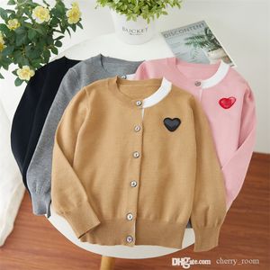 2021 boys girls casual knit cardigan Fall Children love heart long sleeve cashmere sweater kids Round neck casual knitting tops S1738