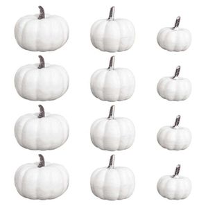 12x zucca realistica bianca raccolta autunnale decorazione per festa del ringraziamento pittura fai da te Y0829